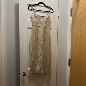 J. Crew Shimmering Gold Midi Dress